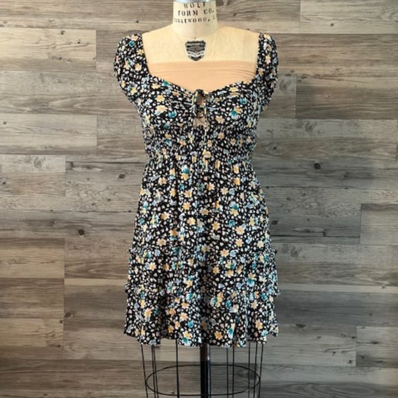 Aeropostale Dresses & Skirts - AREOPOSTALE FLORAL SMOCKED WAIST MINI DRESS FIT AND FLAIR